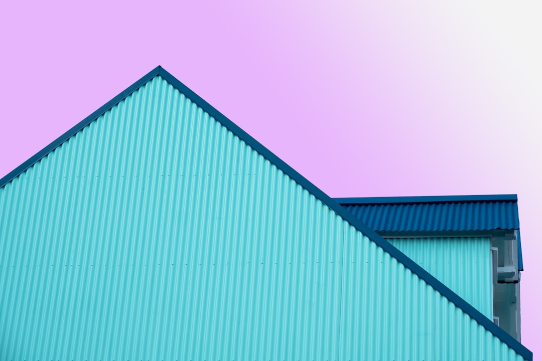 House with blue tarp on roof